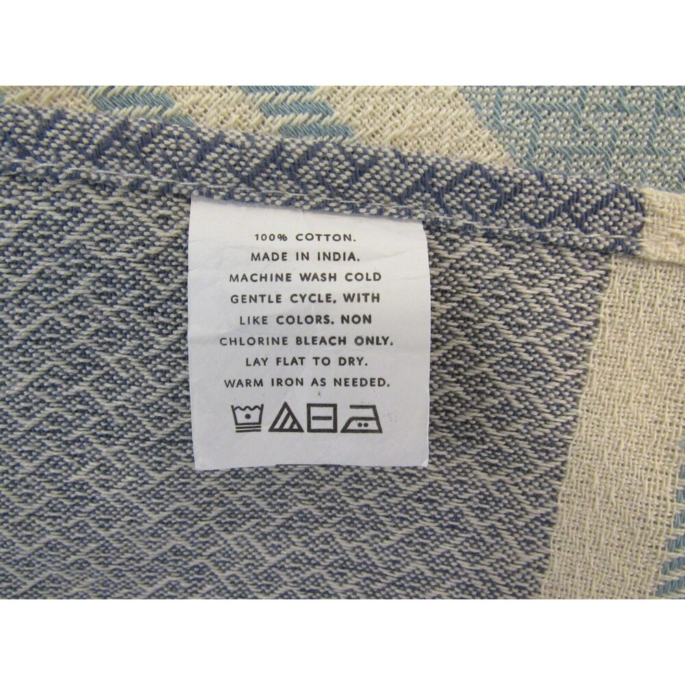 Womens OS Cream Blue Stripes Fringe Poncho Beach Caftan Coverup Boho Tribe Alive - Picture 8 of 11